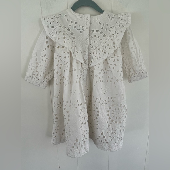 Nordstrom White Eyelet Collared Lined Dress Pockets Beach Wedding Size 5 - Picture 13 of 15